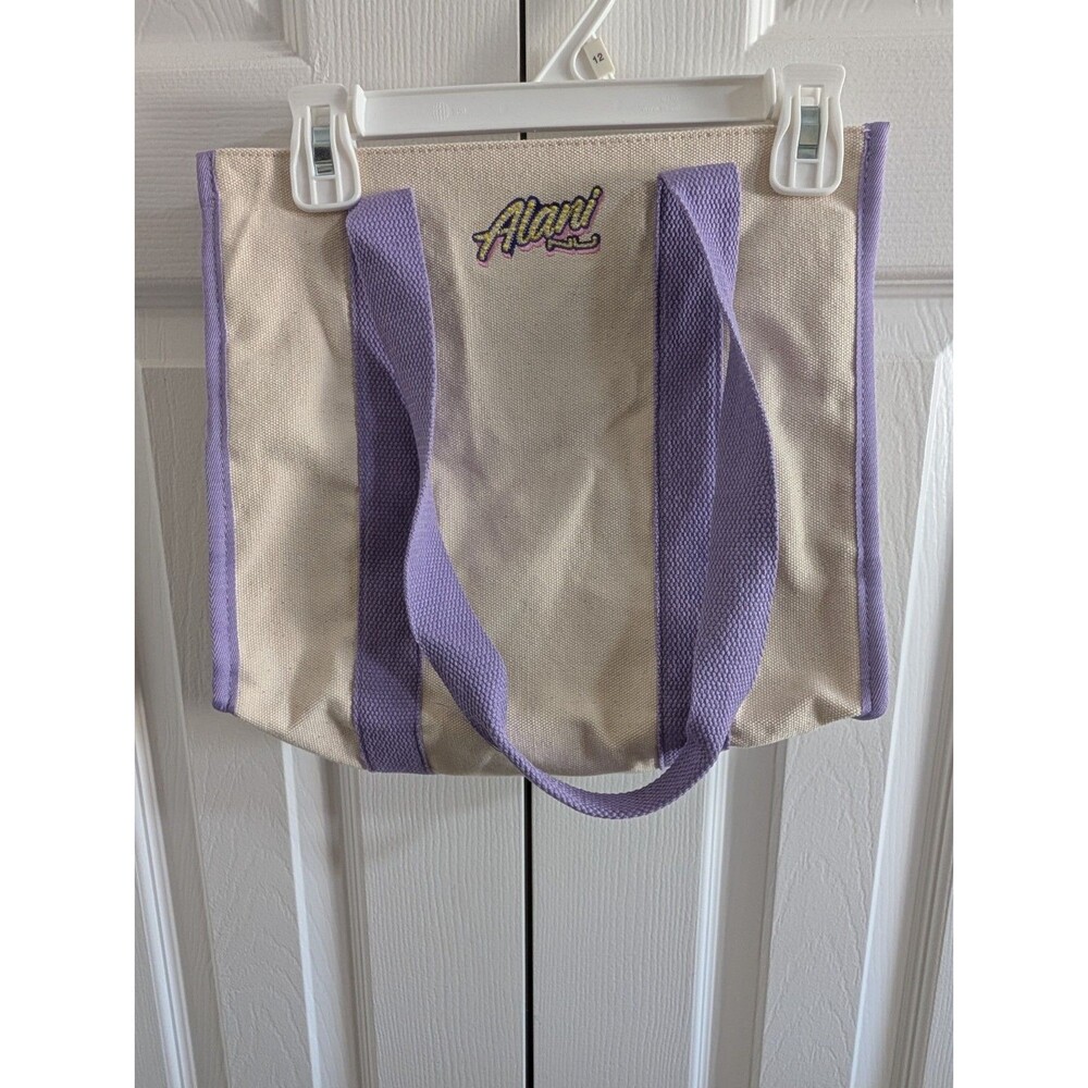 Alani Nu Canvas Tote Bag Purple Trim Yellow Pink Embroidered Logo